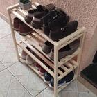 Sapateira Em Madeira Natural Pinus Modelo Milão - 12 Pares