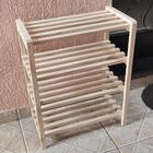 Sapateira Em Madeira Natural Pinus Modelo Milão - 12 Pares