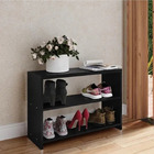 Sapateira Em Mdf Preto Para Porta Entrada Com 2 Prateleiras