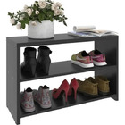 Sapateira Em Mdf Preto Para Porta Entrada Com 2 Prateleiras