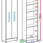 Sapateira Espelho 2 Portas Branca Prateleiras Magia Móveis