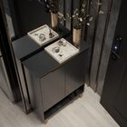 Sapateira Hall Flow Preto/freijó – Ej Móveis