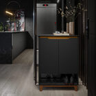 Sapateira Hall Flow Preto/freijó – Ej Móveis