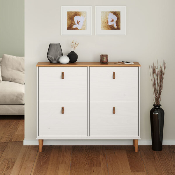 Sapateira Horizontal Hall De Entrada 4 Portas Mikka Branco 24