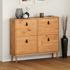 Sapateira Horizontal Madeira Multiuso 4 Portas Mikka Rústico