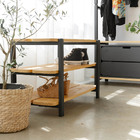 Sapateira Laguna 3 Prat 90cm Em Madeira - Preto E Mel