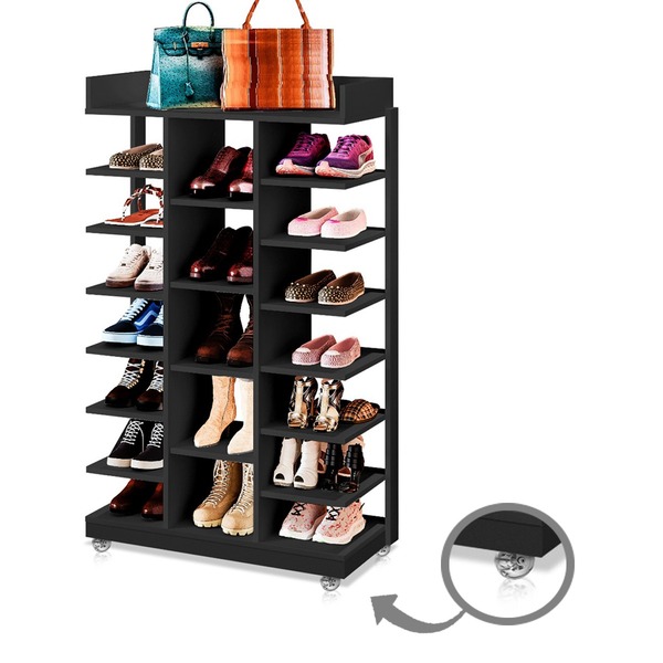 Sapateira Lia Preta Com 19 Repartições E Rodizio De Gel