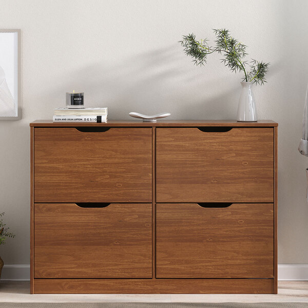 Sapateira Madeira Horizontal Estreita Aparador Castanho Basil