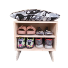 Sapateira Madeira Puff Abstrato