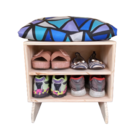 Sapateira Madeira Puff Abstrato Azul