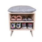 Sapateira Madeira Puff Branco Cinza