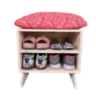 Sapateira Madeira Puff Mandala Red