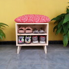 Sapateira Madeira Puff Mandala Red