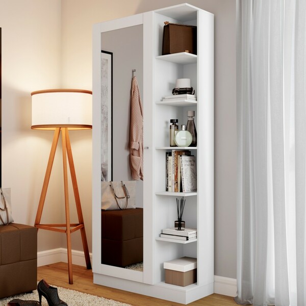 Sapateira Magia 1 Porta Com Espelho Branco Flex - Panorama Mó