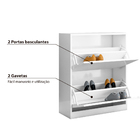 Sapateira Milão 2 Portas Com Pintura Uv - Branco Fosco