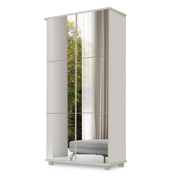 Sapateira Multiuso Barcelona Off White com Espelho