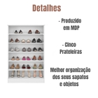 Sapateira Multiuso Bella 5 Prateleiras Branco Phoenix Baby