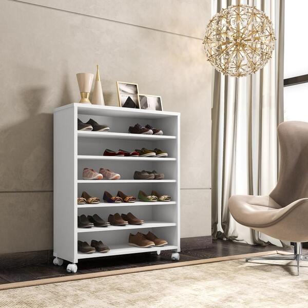 Sapateira Multiuso Panama Branco Com Rodizio Brienza