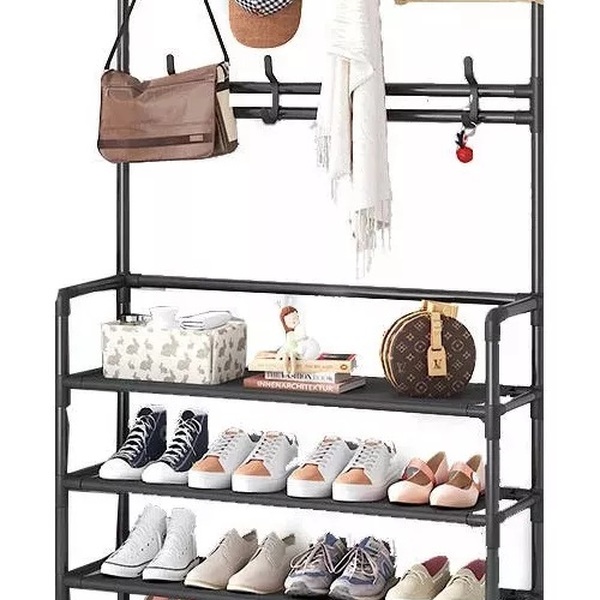 Sapateira Organizadora Com Cabideiro Multiuso Preta Bm-f1023