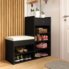 Sapateira Para Hall De Entrada Com Banco Preto Hall Pratrimar