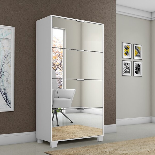 Sapateira Pequim Branco C/ Espelho - Rede Móveis