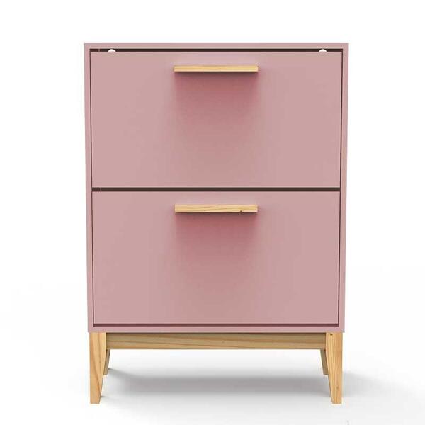 Sapateira Pine Com 2 Portas - Rosa Chá