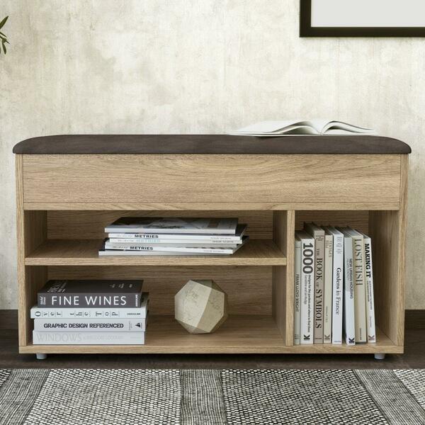 Sapateira Puff Baú 3 Nichos Até 6 Pares Estofado Courvin Marr