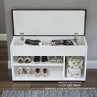 Sapateira Puff Baú 3 Nichos Até 6 Pares Estofado Courvin Marr