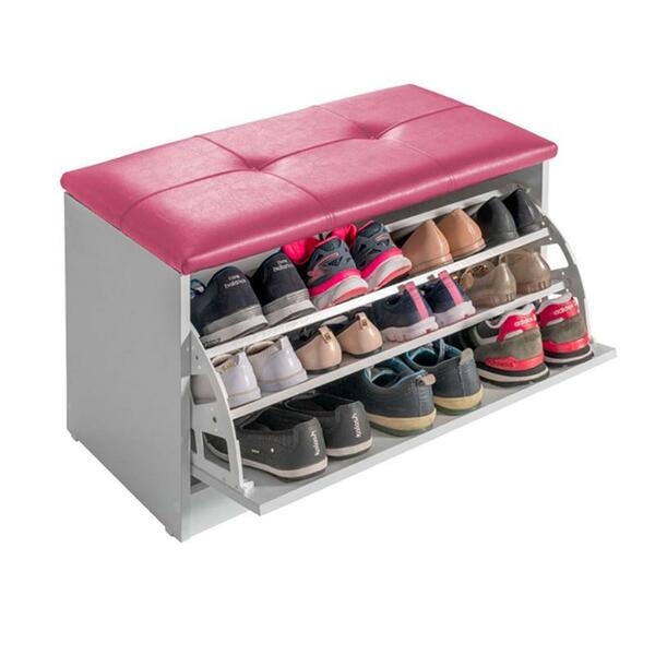 Sapateira Puff Bau Cama Versatile Premium Luxo Até 12 Pares B