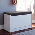 Sapateira Puff Cama Quarto Multifuncional Decoração Branco/ci