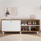 Sapateira Recamier Porta Basculante Com Rodízios Estilo Mel/b