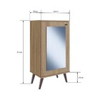 Sapateira Retrô Com Espelho, 1 Porta E 3 Prateleiras Oak