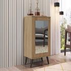 Sapateira Retrô Com Espelho, 1 Porta E 3 Prateleiras Oak