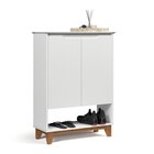 Sapateira Retrô Hall De Entrada Pés Em Madeira Flow  Branco