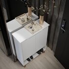 Sapateira Retrô Hall De Entrada Pés Em Madeira Flow  Branco