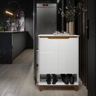 Sapateira Retrô Hall De Entrada Pés Em Madeira Flow  Branco