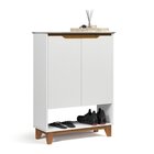 Sapateira Retrô Hall De Entrada Pés Em Madeira Flow  Branco