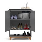 Sapateira Retrô Hall De Entrada Pés Em Madeira Flow  Cinza