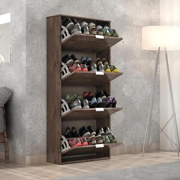 Sapateira Safira 4 Portas Basculante Quarta Divisão Chocolate