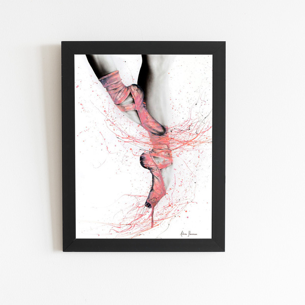 Sapatilha Ballet Arte Rosa Quadro Moldura Preta 60x40cm