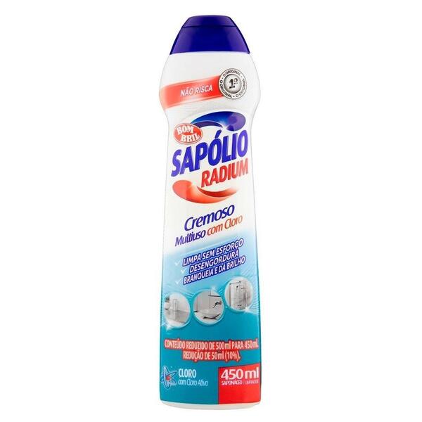 Sapólio Radium Cremoso Cloro 450ml - Embalagem Com 12 Unidades