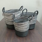 Sawalli Cesta Decorativa Organizadora Cachepô Fibra Preto 3 P