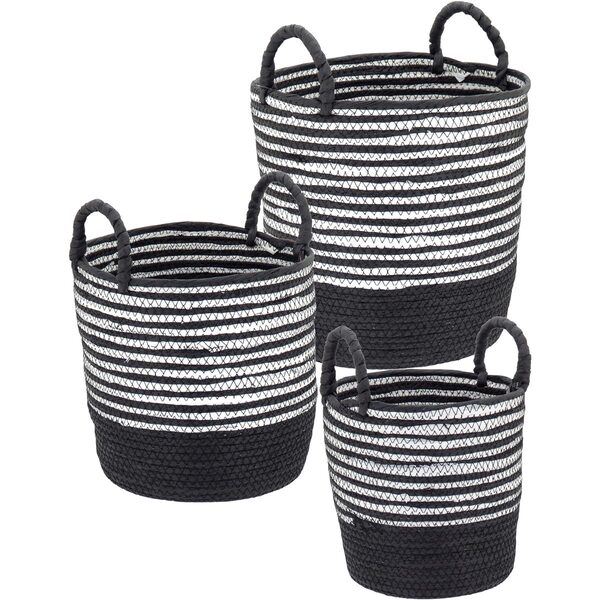 Sawalli Cesta Decorativa Organizadora Cachepô Fibra Preto 3 P