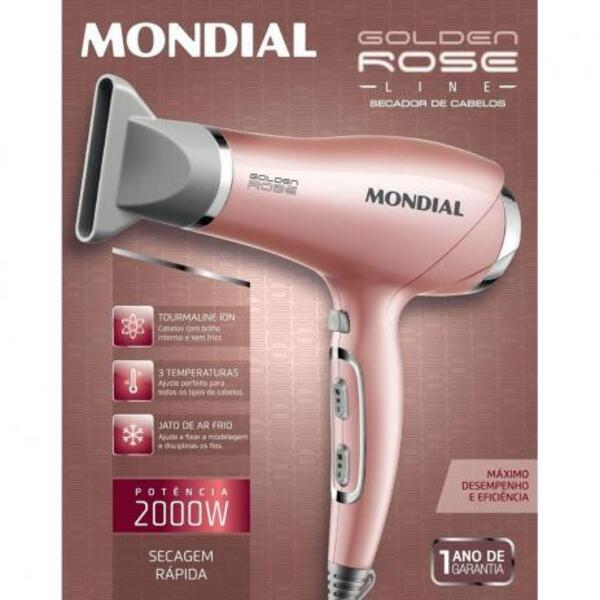 Secador De Cabelo Mondial Golden Sc32 Com Tourmaline Ion Tech