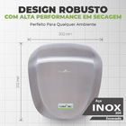 Secador De Mãos Turbosec Aero Profissional Alto Fluxo Aço Inox