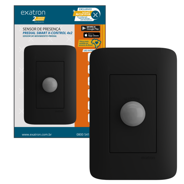 Sensor Presenca Predial 4x2 Preto Fotocelula Smart X-control
