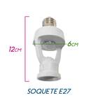 Sensor Presença Soquete E27 Bivolt + Led Bulbo 12w Branco Que