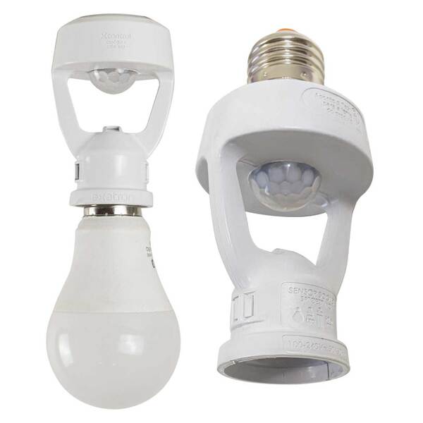 Sensor Presença Soquete E27 Bivolt + Led Bulbo 12w Branco Que