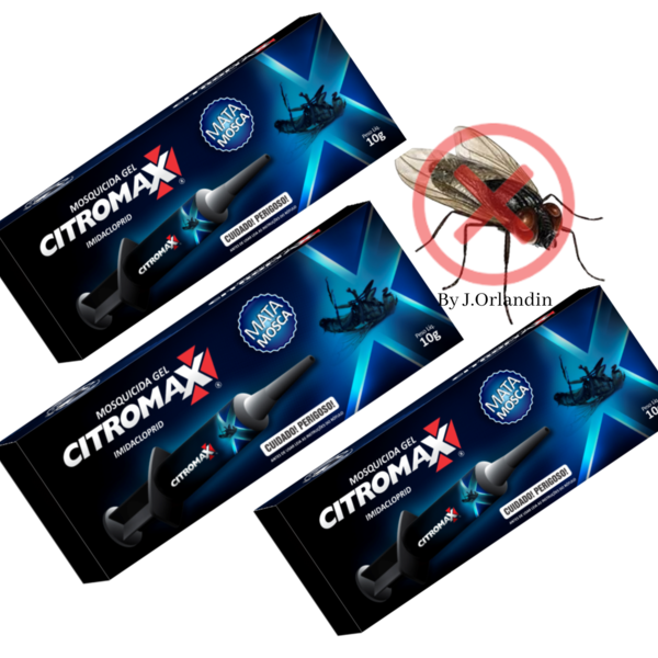Seringa Mata Mosca Gel Mosquicida Citromax kit com 3 caixas