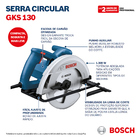 Serra Circular Bosch Elétrica 7.1/4'' 1300W 127V (110V) GKS 130